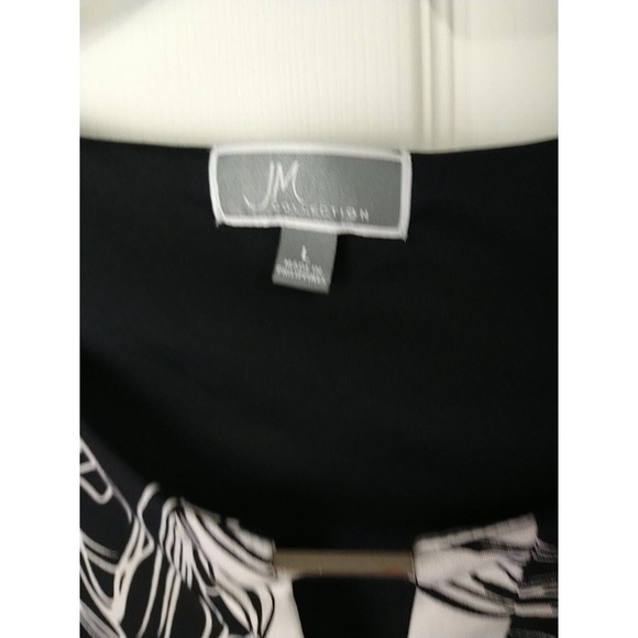 JM Collection Sleeveless Black White Abstract V Neck A Line Dress. Size L - Picture 6 of 10